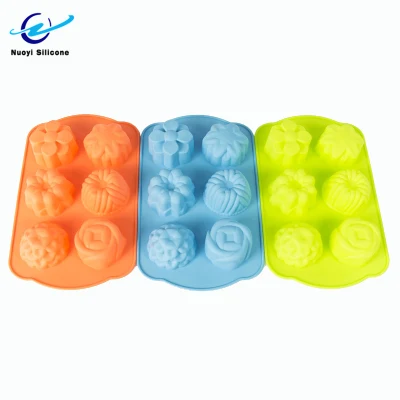 Forma pentru briose din silicon, 6 alveole, diverse culori,28x17x5 cm [4]