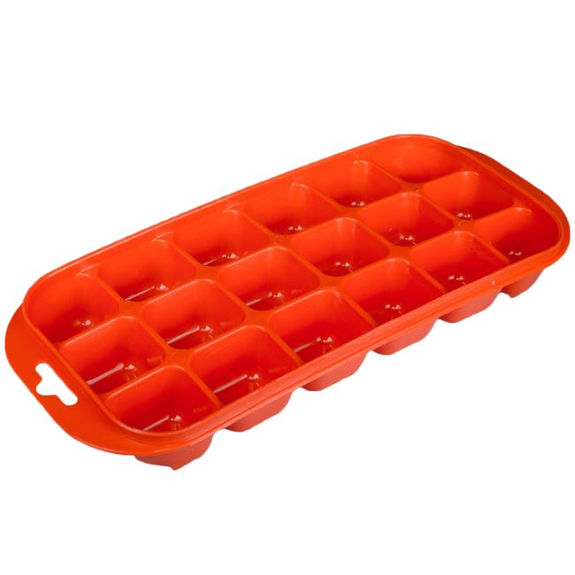 Oem Forma pentru gheata cu 18 locuri,plastic,portocaliu,25x11x3 cm