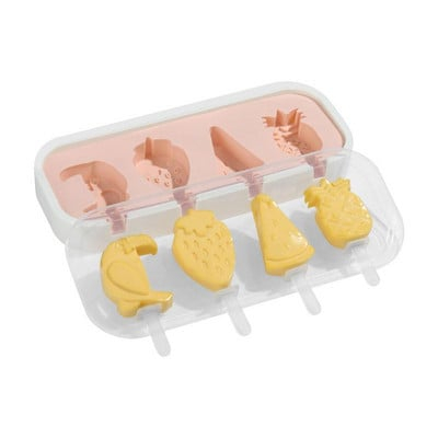 Forma pentru inghetata din silicon,4 compartimente,cu capac si bete,24x10x3 cm [2]