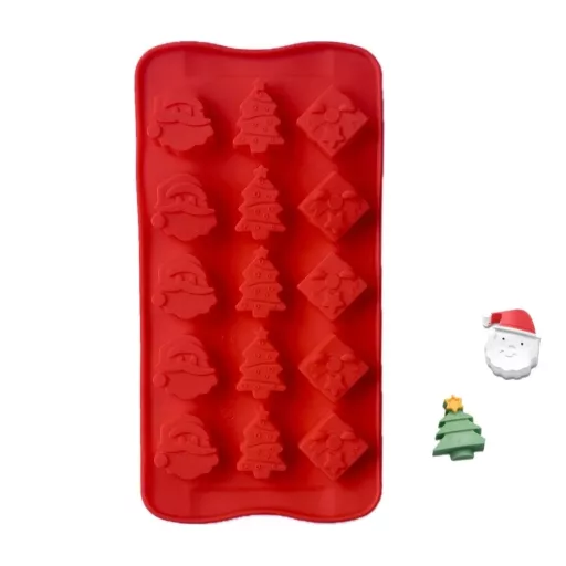 Forma silicon pentru bomboane, jeleuri ,tematica Craciun, 15 alveole,diverse culori