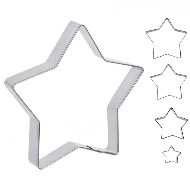 Forme metalice pentru biscuiti,model stea,5 bucati set