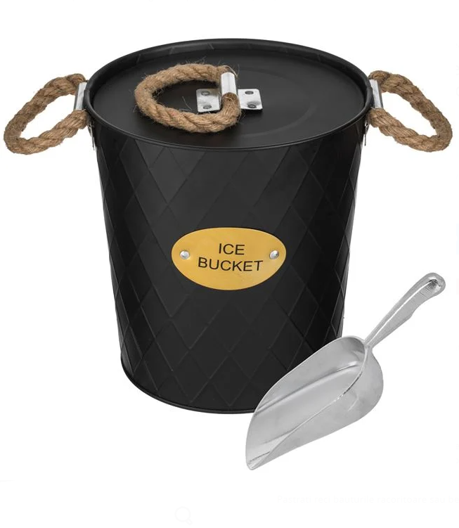 Frapiera metalica neagra cu capac si scafa, 4.6L, Ø19.5x20.5 cm [2]