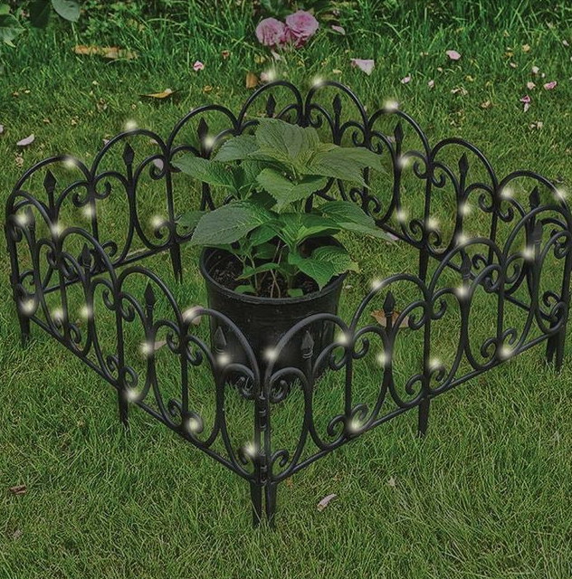 Gardulet decorativ din plastic negru cu 16 becuri solare, 56.5x30cm, 4 bucati/set [2]