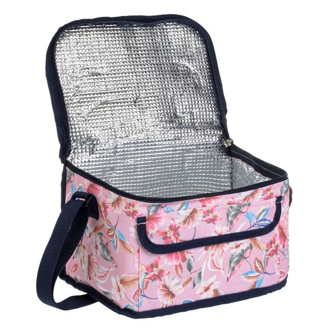 Geanta termoizolanta pentru alimente si bauturi,roz cu flori,25x18x16 cm,7 litri [2]