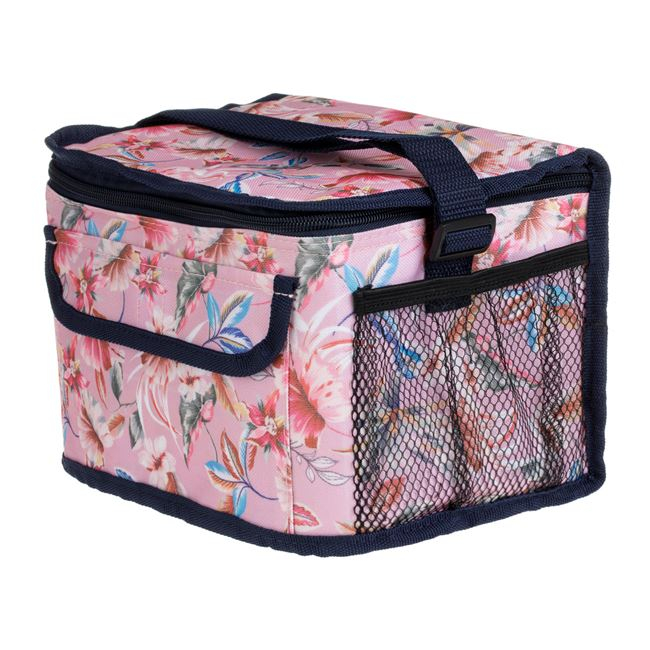 Geanta termoizolanta pentru alimente si bauturi,roz cu flori,25x18x16 cm,7 litri [4]