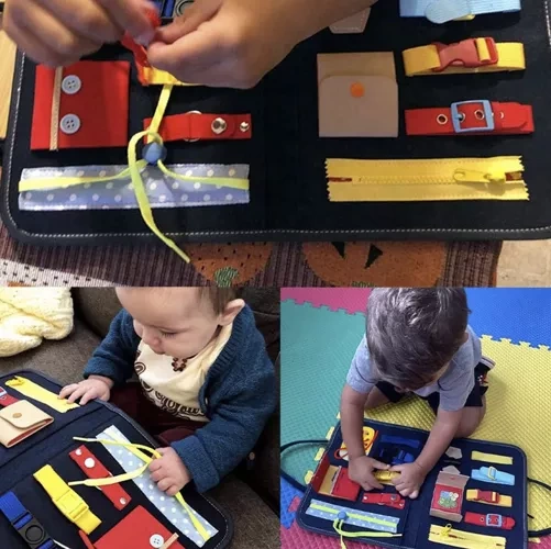 Gentută senzorială cu 14 elemente tip Montessori, Fetru, 28x33x2 cm [8]