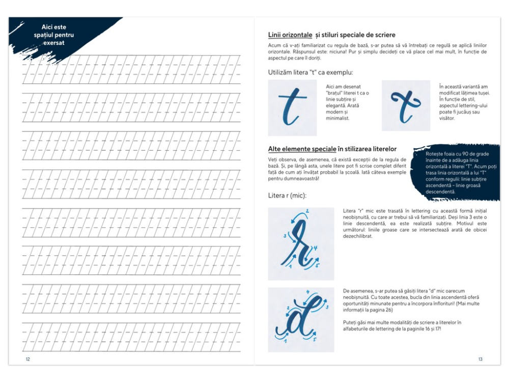 Ghid de lettering in limba romana, 37 pagini, cu 1 liner Schneider cadou [2]