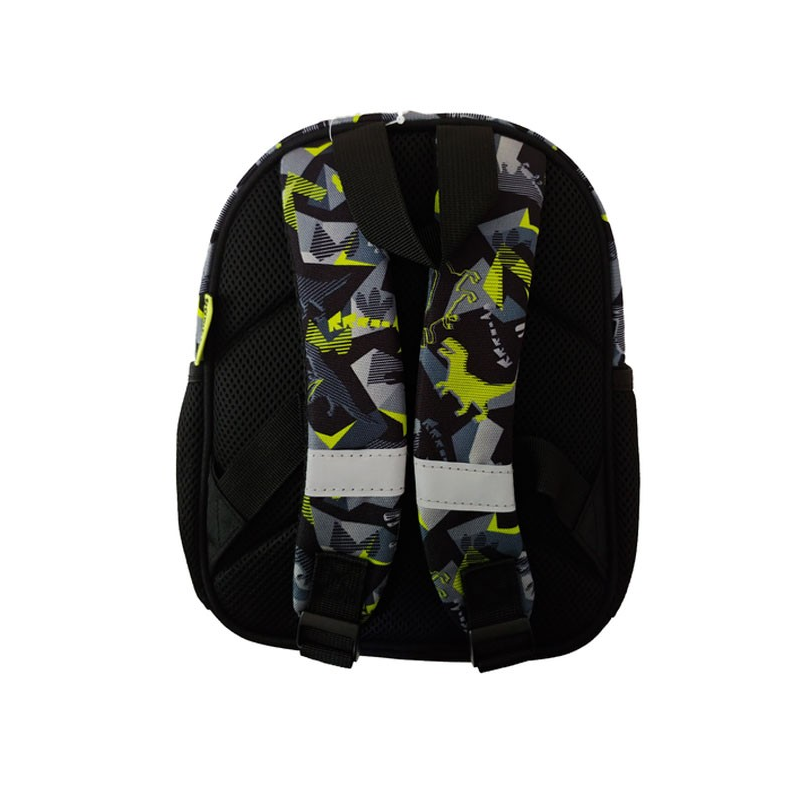 Ghiozdan baieti Bambino TRex  pentru gradinita,1 compartiment, negru cu verde,22x12x28 cm [2]
