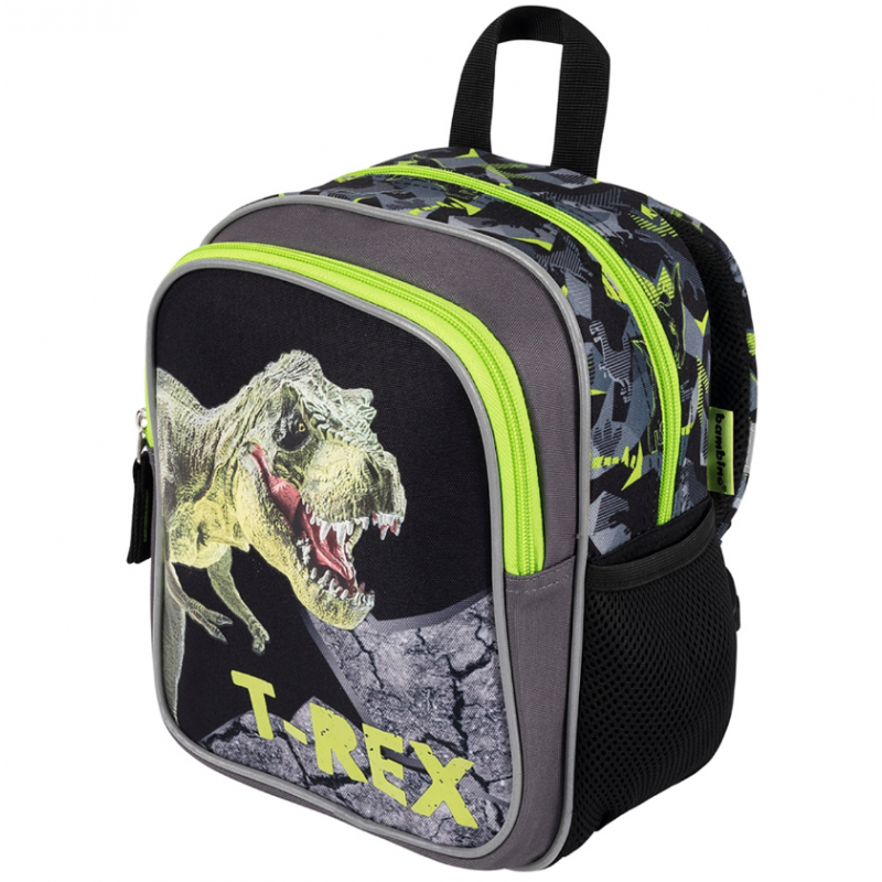 Ghiozdan baieti Bambino TRex  pentru gradinita,1 compartiment, negru cu verde,22x12x28 cm [7]