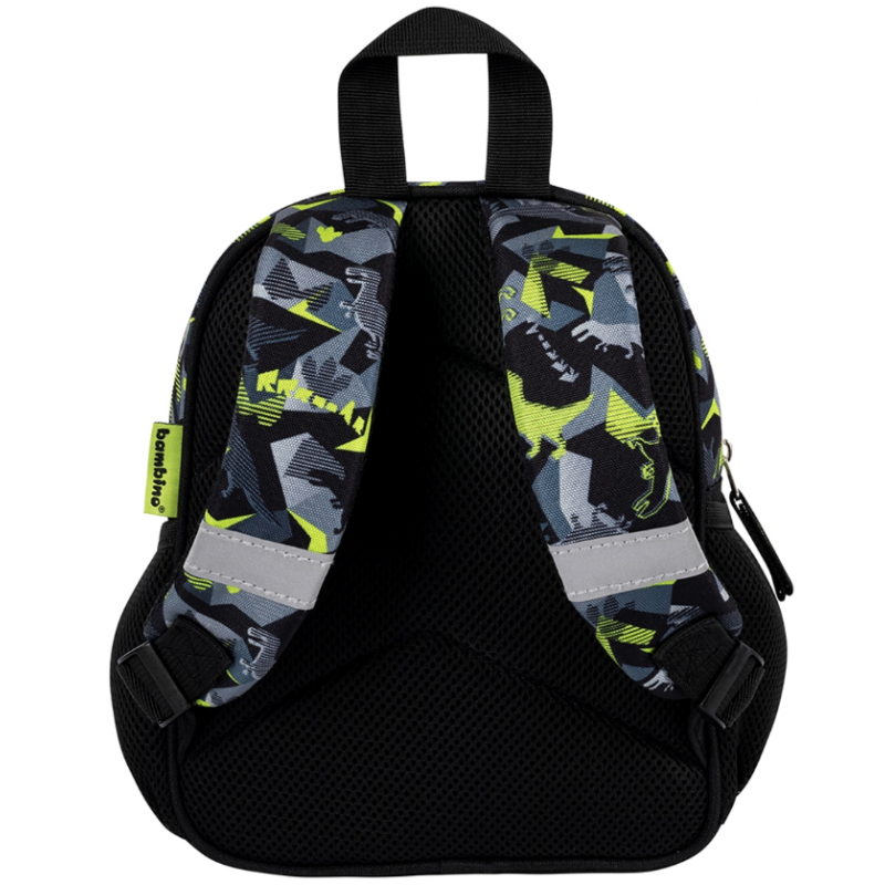 Ghiozdan baieti Bambino TRex  pentru gradinita,1 compartiment, negru cu verde,22x12x28 cm [4]