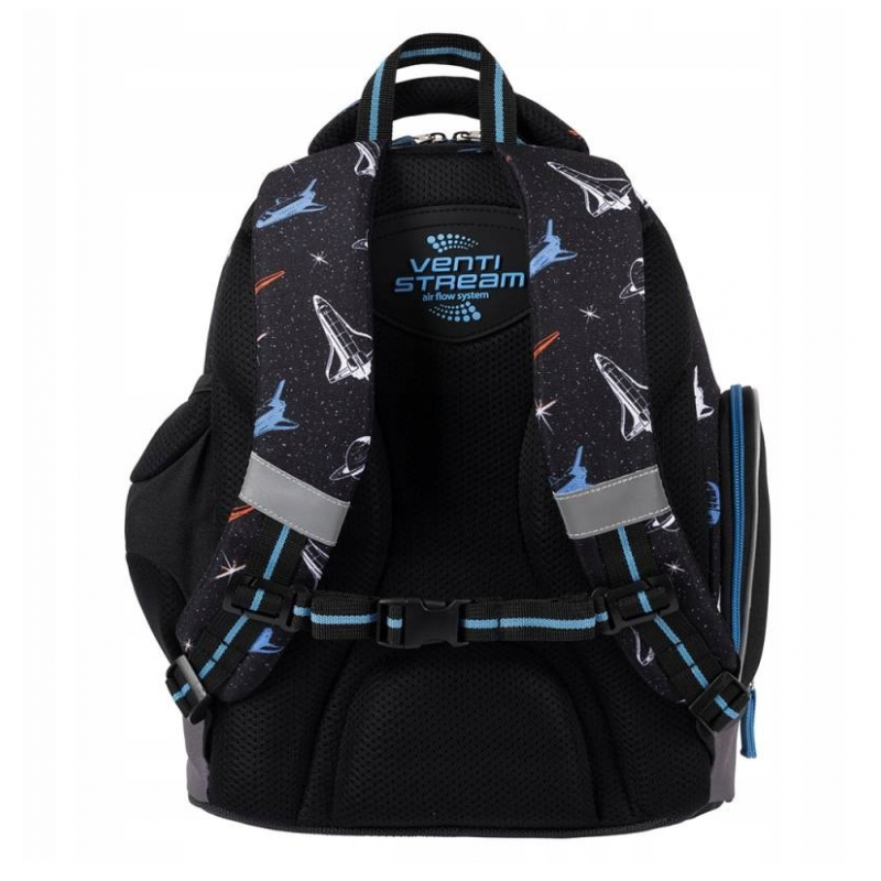 Ghiozdan Bambino Space pentru scoala, 2 compartimente, 3 buzunare, negru,31x20x37 cm [6]