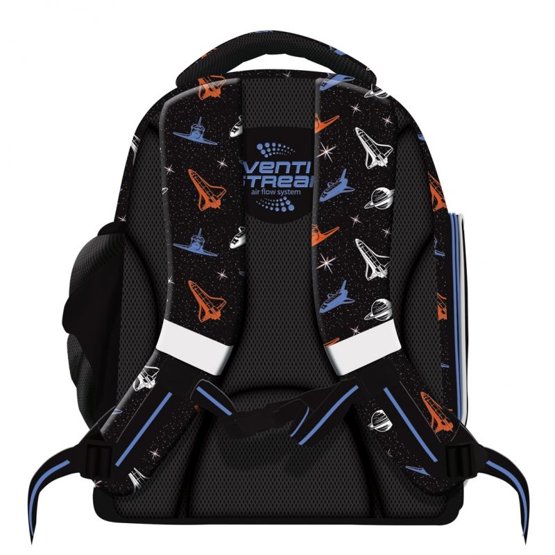 Ghiozdan Bambino Space pentru scoala, 2 compartimente, 3 buzunare, negru,31x20x37 cm [3]