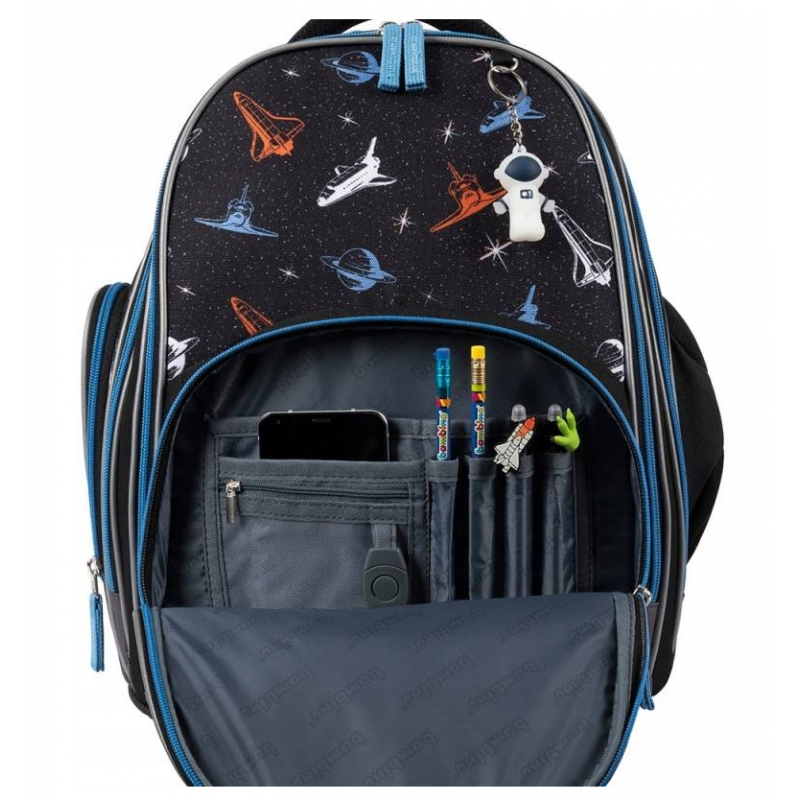 Ghiozdan Bambino Space pentru scoala, 2 compartimente, 3 buzunare, negru,31x20x37 cm [12]