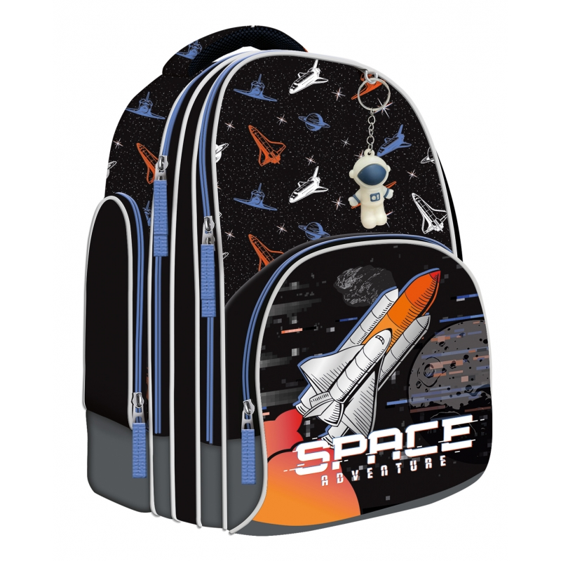 Ghiozdan Bambino Space pentru scoala, 2 compartimente, 3 buzunare, negru,31x20x37 cm [2]