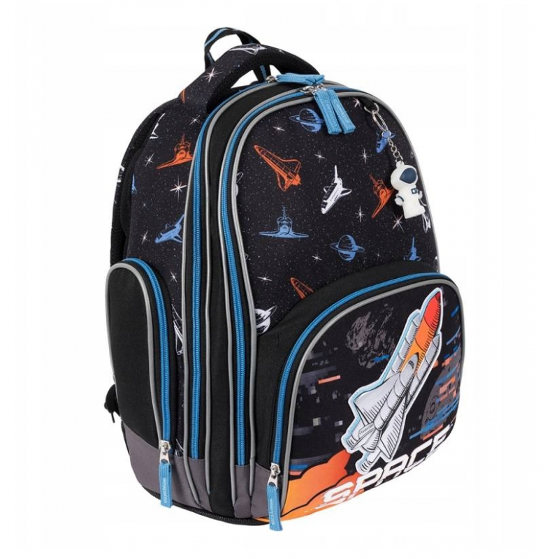 Ghiozdan Bambino Space pentru scoala, 2 compartimente, 3 buzunare, negru,31x20x37 cm [4]
