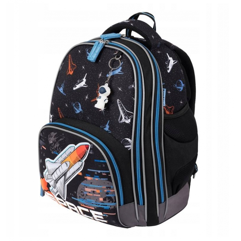 Ghiozdan Bambino Space pentru scoala, 2 compartimente, 3 buzunare, negru,31x20x37 cm [7]