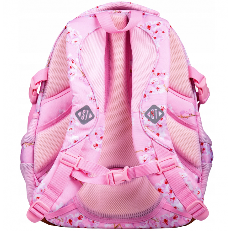 Ghiozdan Blossom pentru scoala, 3 compartimente, 2 buzunare, roz, 32x21x43 cm [4]