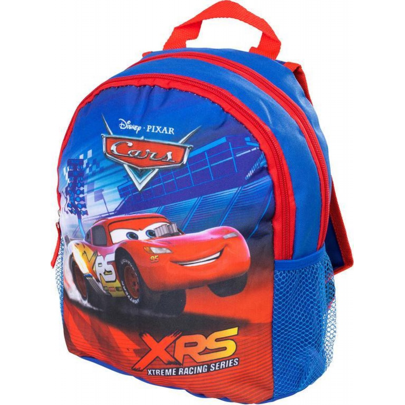 Ghiozdan Cars pentru gradinita, 2 compartimente, 2 buzunare, albastru cu rosu,22x13x29 cm [2]