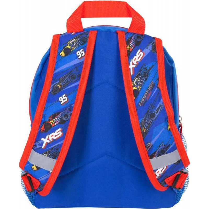 Ghiozdan Cars pentru gradinita, 2 compartimente, 2 buzunare, albastru cu rosu,22x13x29 cm [3]