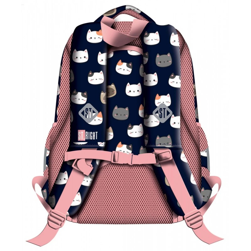 Ghiozdan Cuttie Kitties pentru scoala,3 compartimente, Navy Blue/Roz,27x17x39 cm [2]