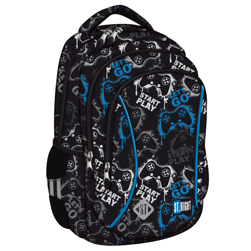 Ghiozdan Dark Game pentru scoala, 3 compartimente, 2 buzunare, negru,27x17x39 cm [1]