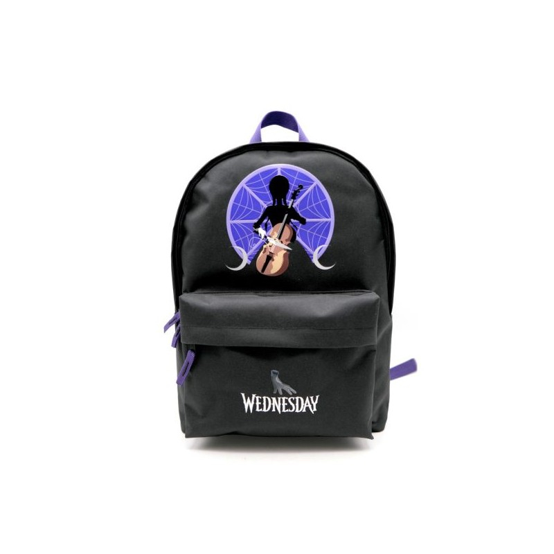 Ghiozdan fete pentru scoala, 1 compartiment, model Wednesday,negru,30x19x40 cm [2]
