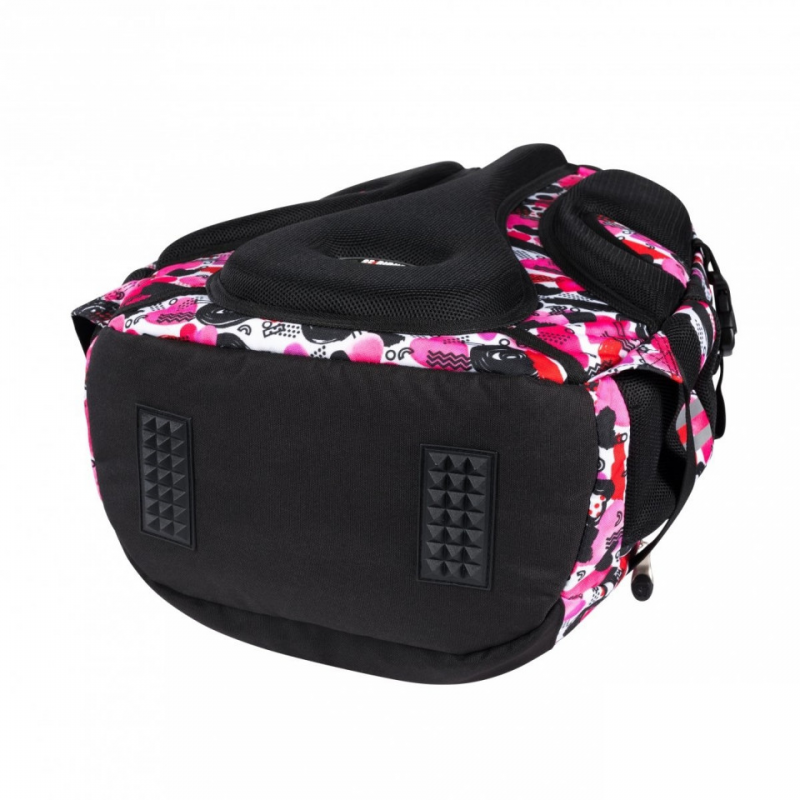 Ghiozdan Hearts pentru scoala, 4 compartimente, 2 buzunare, rosu cu negru,21x32x43 cm [6]