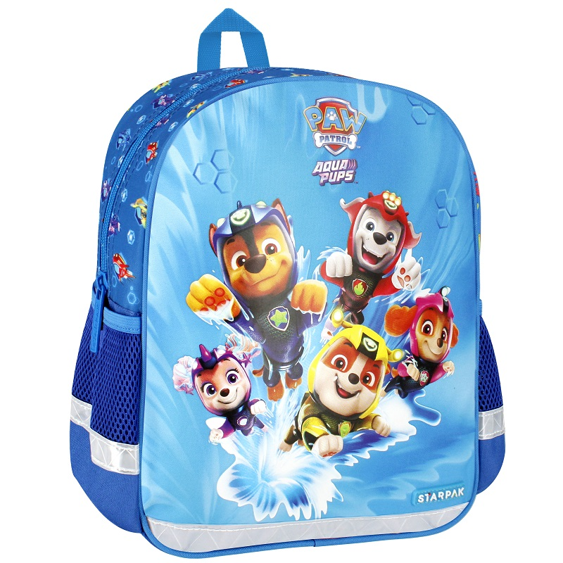 Ghiozdan Paw Patrol Aqua pentru gradinita, 1 compartiment, 2 buzunare laterale, albastru,26x11x36 cm [1]