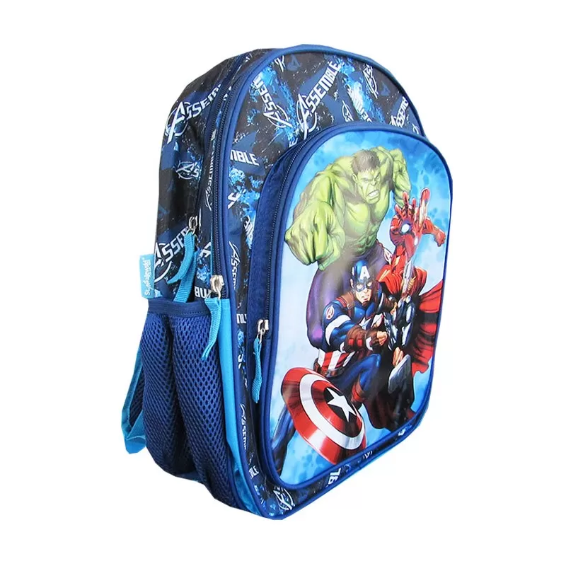 Ghiozdan pentru clasele I-IV, 3 compartimente, 2 buzunare, albastru,model Avengers,38x32x22 cm [2]