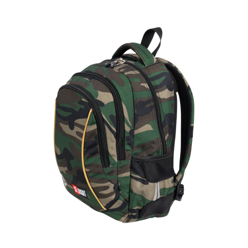 Ghiozdan pentru clasele I-IV cu 3 compartimente, kaki camuflaj,39x25x13 cm [3]