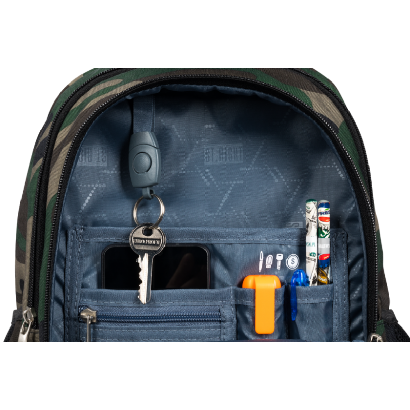 Ghiozdan pentru clasele I-IV cu 3 compartimente, kaki camuflaj,39x25x13 cm [8]