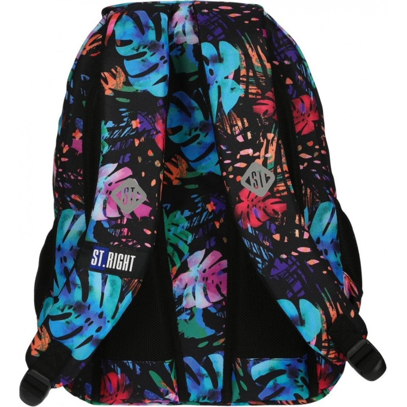 Ghiozdan pentru scoala cu 2 compartimente si 2 buzunare, model frunze tropicale colorate,44x32x18 cm [4]