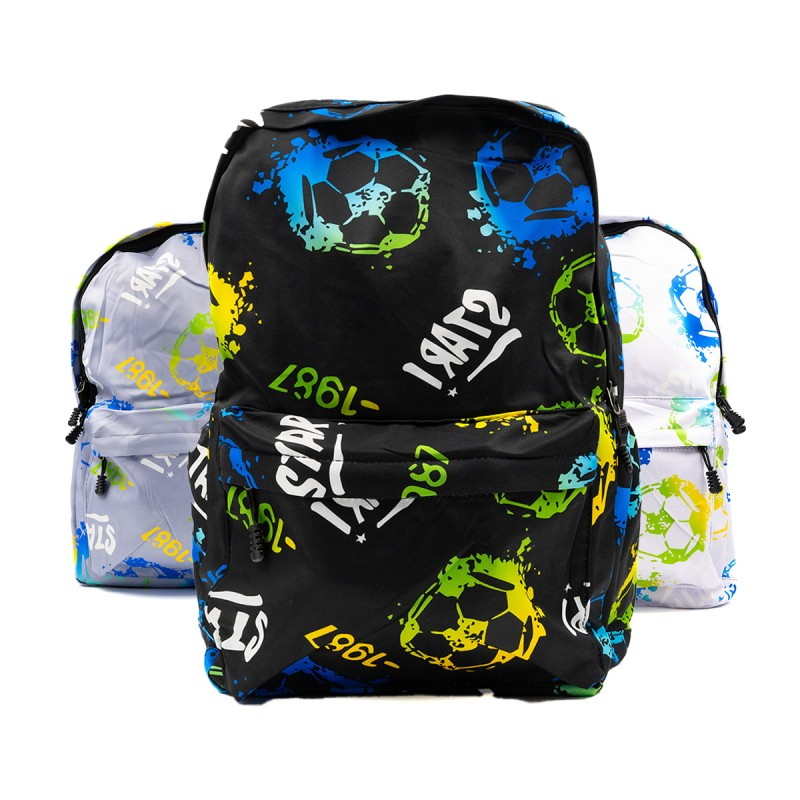 Ghiozdan pentru scoala model Fotbal,1 compartiment,3 buunare,textil,diverse culori,32x14x42 cm