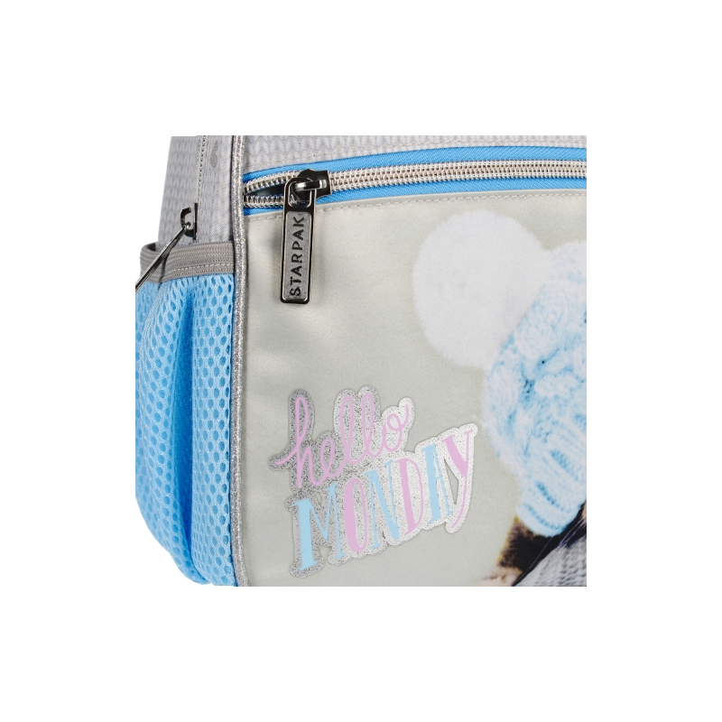 Ghiozdan Pisicuta Kitty pentru gradinita, 1 compartiment, gri cu bleu,20x9x25 cm [3]