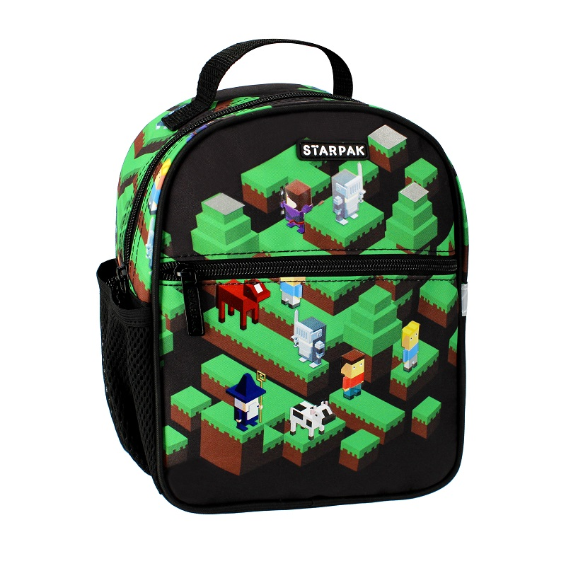 Ghiozdan Pixel Game, gradinita, 1 compartiment, negru cu verde,20x9x25 cm [1]