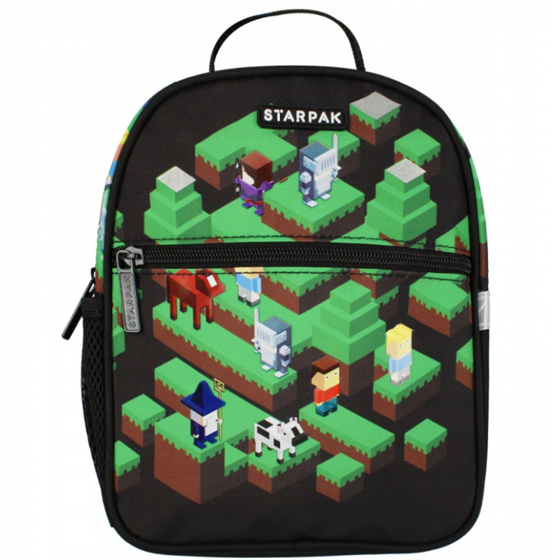 Ghiozdan Pixel Game, gradinita, 1 compartiment, negru cu verde,20x9x25 cm [3]