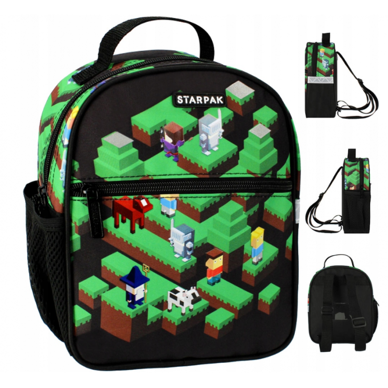 Ghiozdan Pixel Game, gradinita, 1 compartiment, negru cu verde,20x9x25 cm [2]