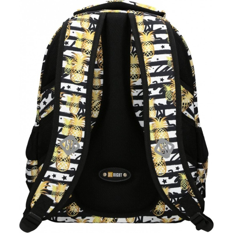Ghiozdan scoala model Tropical Party Ananas, 3 compartimente, negru cu galben,40x30x20 cm [4]