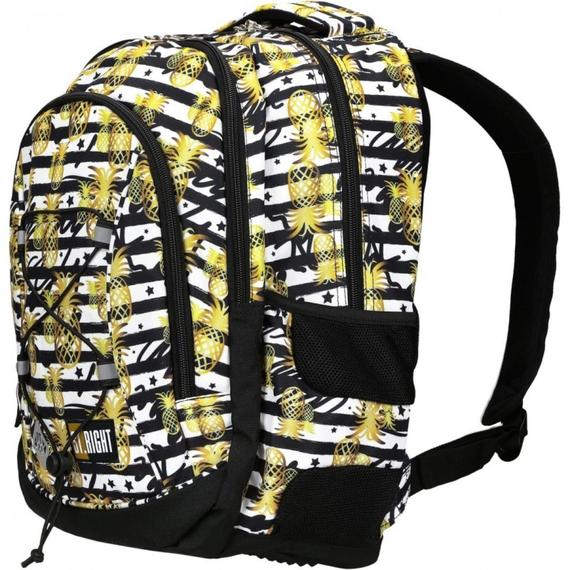 Ghiozdan scoala model Tropical Party Ananas, 3 compartimente, negru cu galben,40x30x20 cm [2]