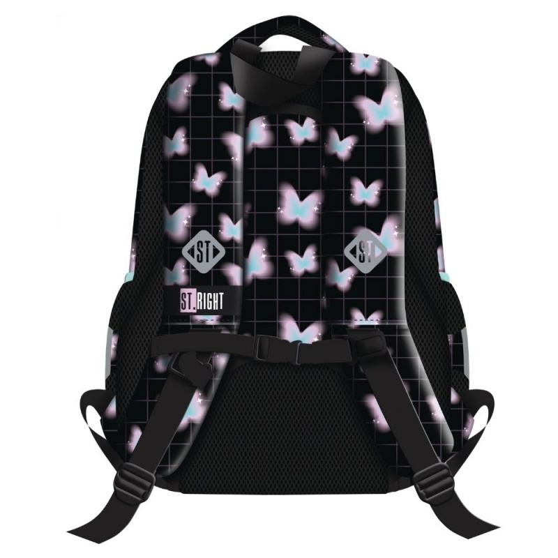 Ghiozdan scoala pentru fete St.Right Pastel Butterfly cu 3 compartimente, 39x27x17 cm [2]