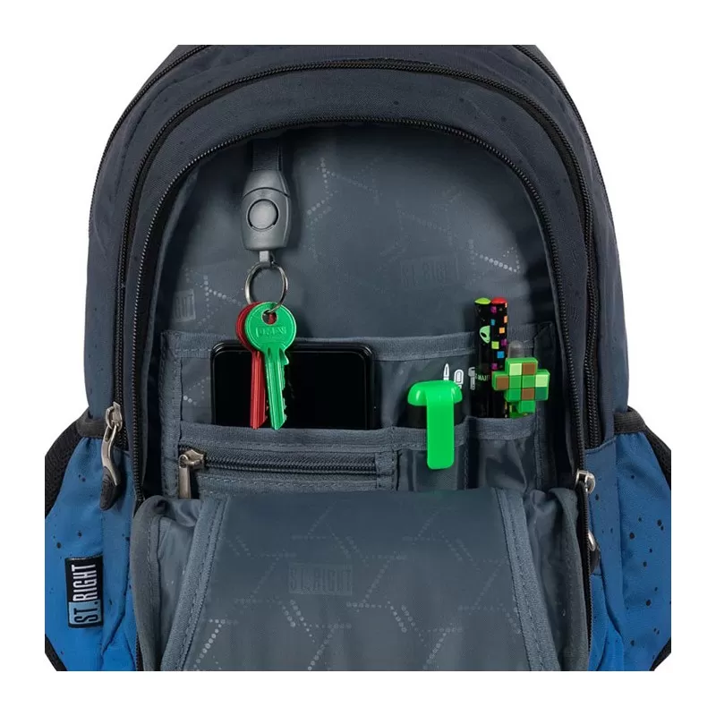 Ghiozdan St.Majewski St.Right Nasa, 3 compartimente, 2 buzunare, bleumarin, 26x13x40 cm [7]