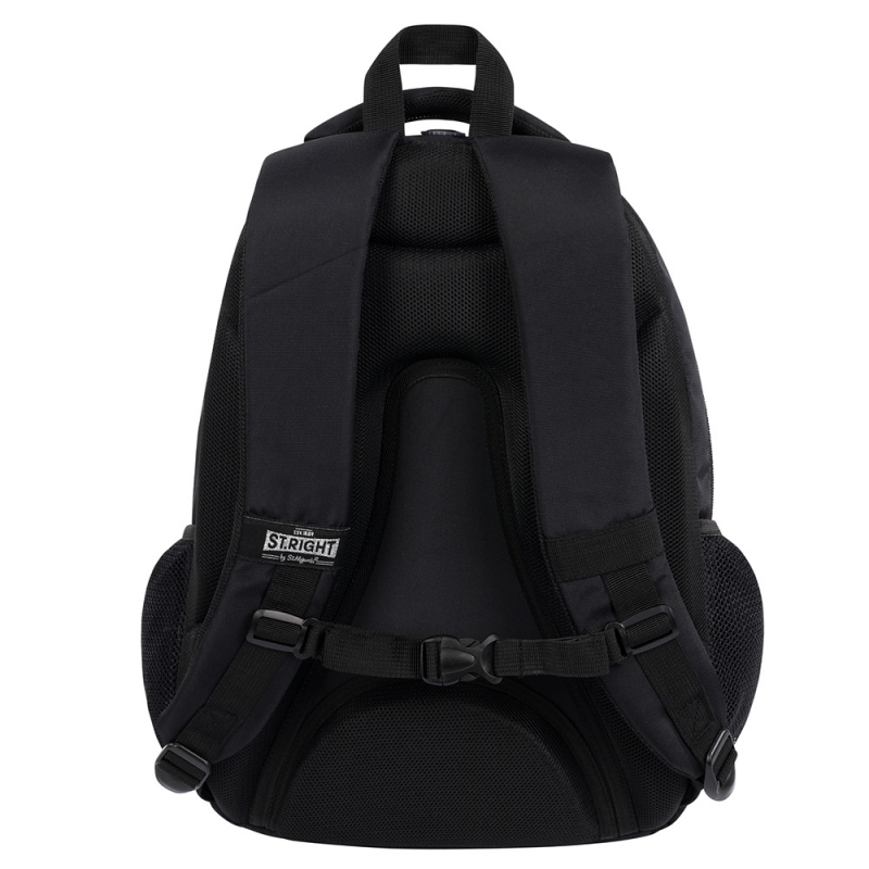 Ghiozdan St.Right Black pentru scoala, 4 compartimente, 2 buzunare, negru, 30x19x42 cm [3]