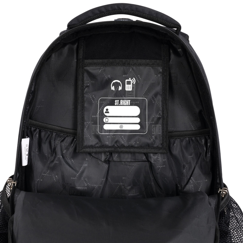 Ghiozdan St.Right Black pentru scoala, 4 compartimente, 2 buzunare, negru, 30x19x42 cm [7]