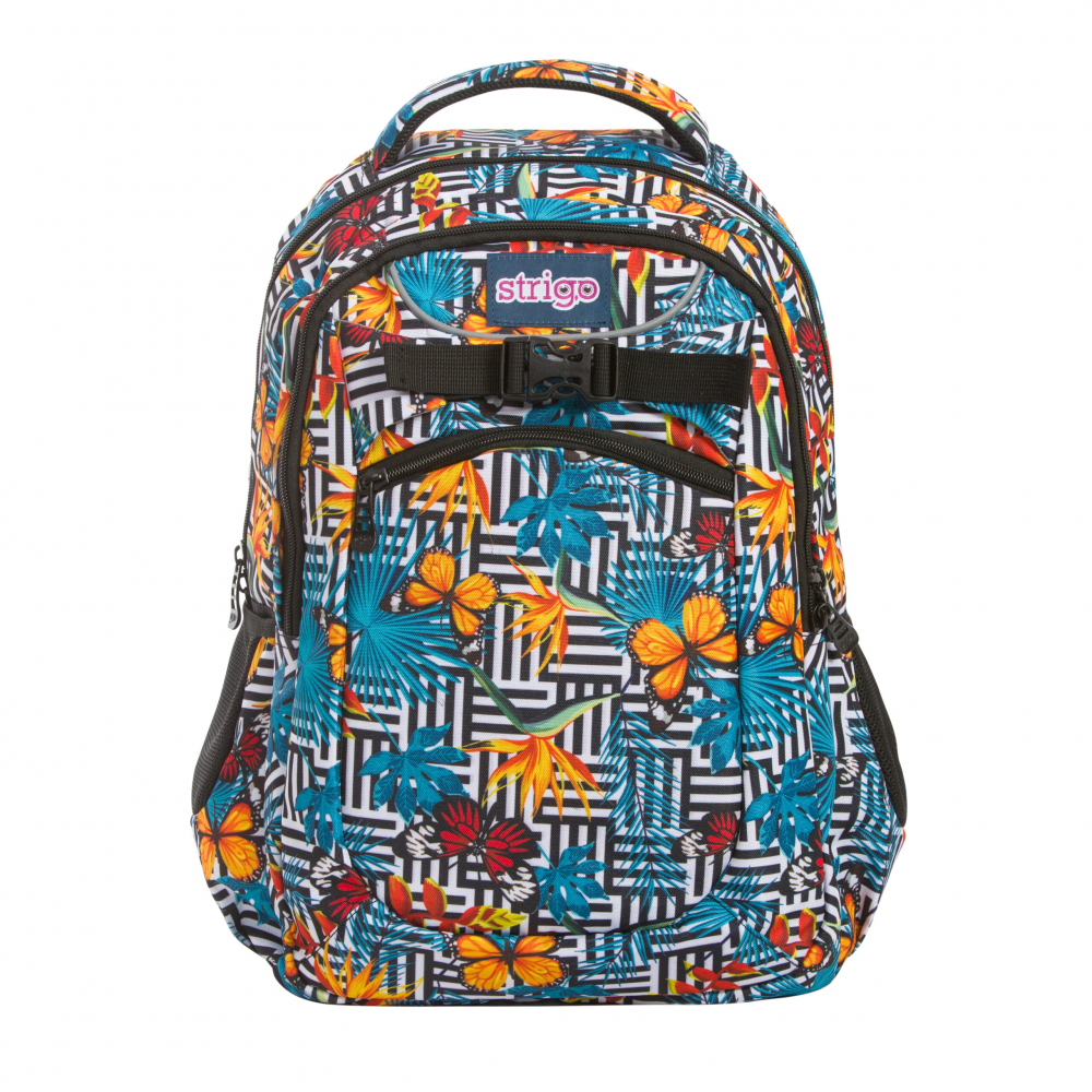 Ghiozdan pentru scoala Strigo imprimeu fluturi, 47x31x15 cm [1]