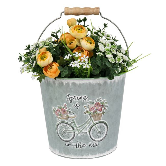 Ghiveci metalic vintage galetusa cu imprimeu bicicleta,19x17 cm [3]