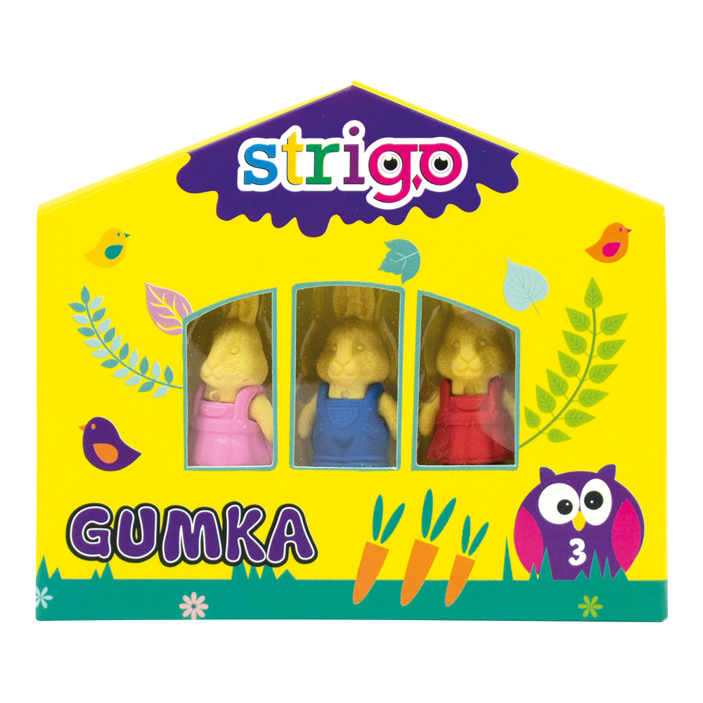 Guma de sters Strigo,model Iepuras,3 bucati set