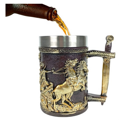 Halba de bere model medieval cavaler roman, inox si rasina ,600 ml [4]