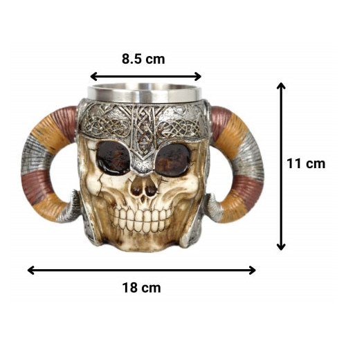 Halba de bere model medieval craniu viking, inox si rasina ,400 ml [2]