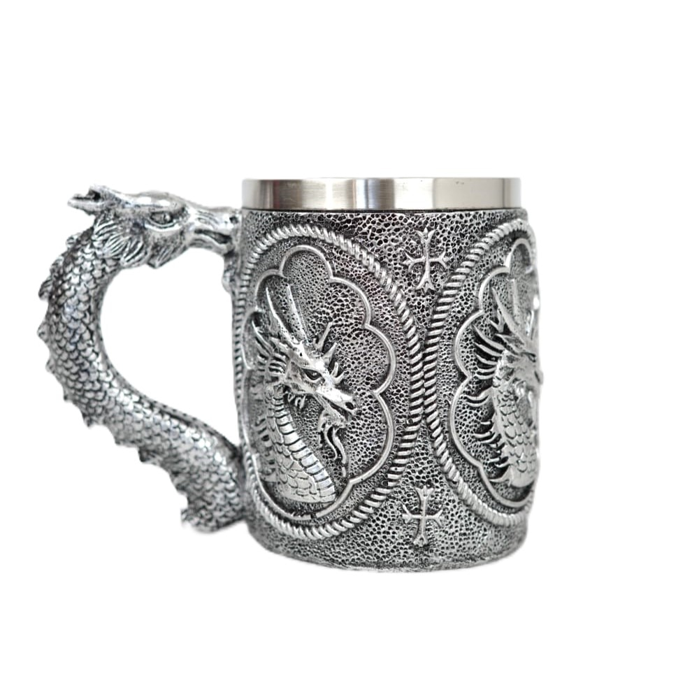Halba de bere model medieval dragon, inox si rasina ,400 ml [5]