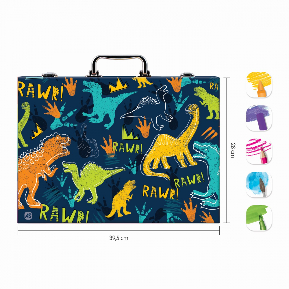Trusa Happi Hobbi pentru desen cu 100 piese,lemn, design dinozaur,+3 ani [6]